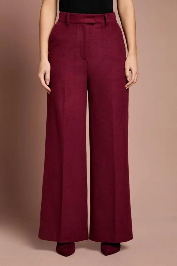 Coast Women's Lisa Tan Wool Blend Trouser in Burgundy