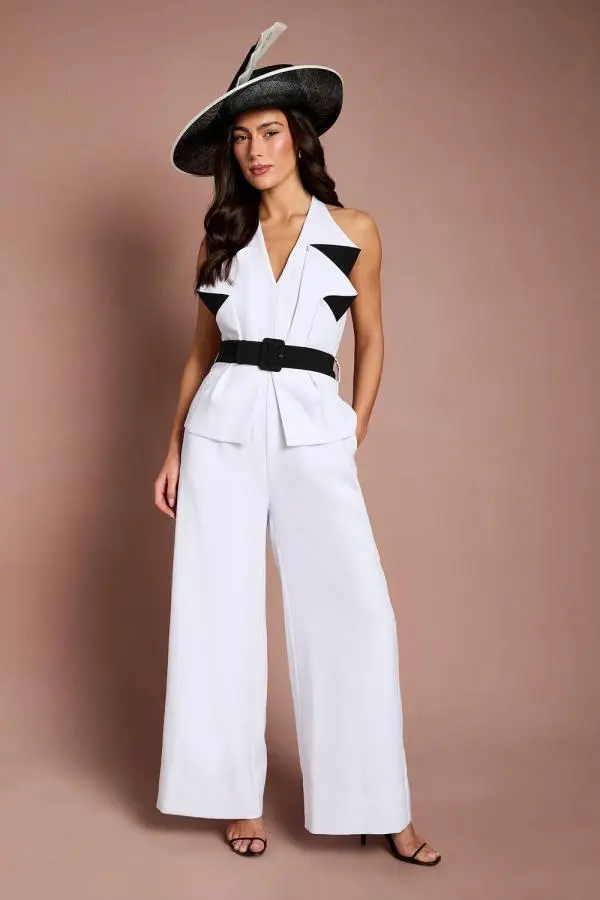 Coast Women's Lisa Tan Statement V Neck Jumpsuit in Mono