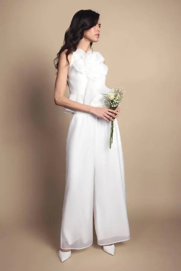 Coast Women's Organza Pallzo Wedding Trousers in Ivory