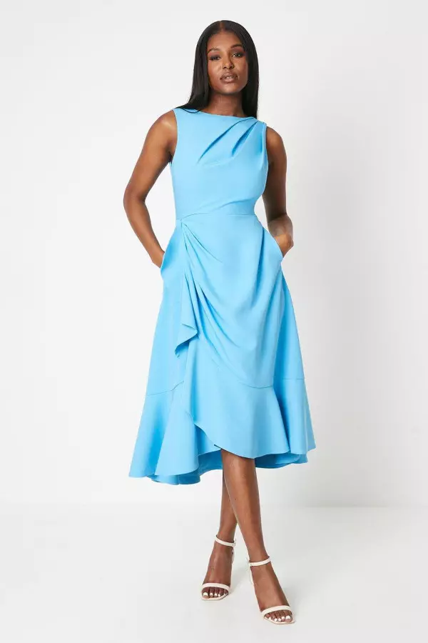 Crepe Ruffle Dress With Low Back