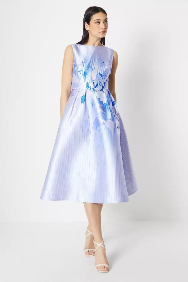 Twill Midi Dress In Placement Print