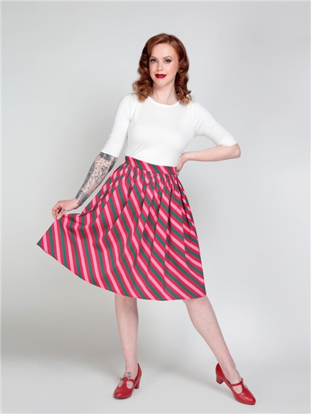 Striped online swing skirt