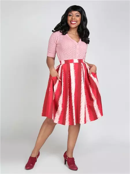 Collectif Womenswear Marilu Stardust Stripe Swing Skirt 