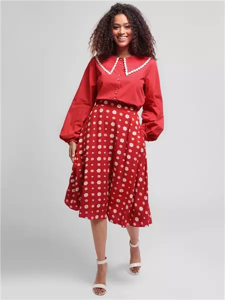 Bright And Beautiful Carrie Polka Floral Skirt