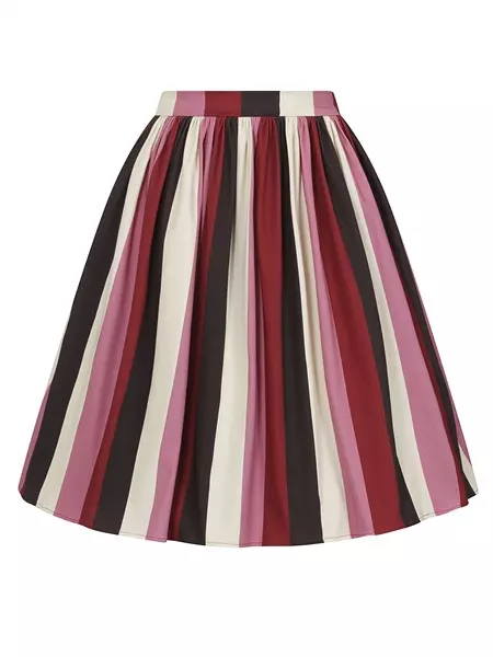 Collectif Womenswear Jasmine Bubble Gum Stripe Swing Skirt