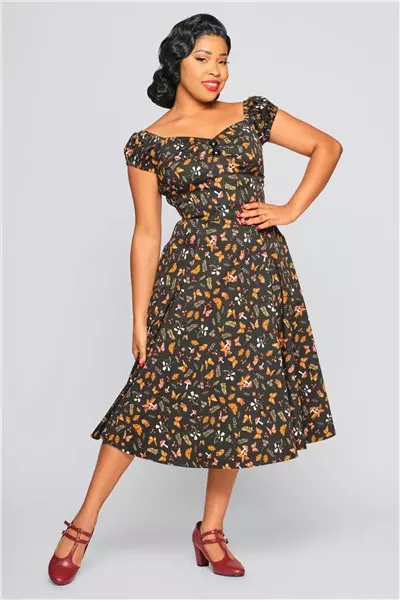 Collectif Womenswear Dolores Woodland Butterfly Doll Dress