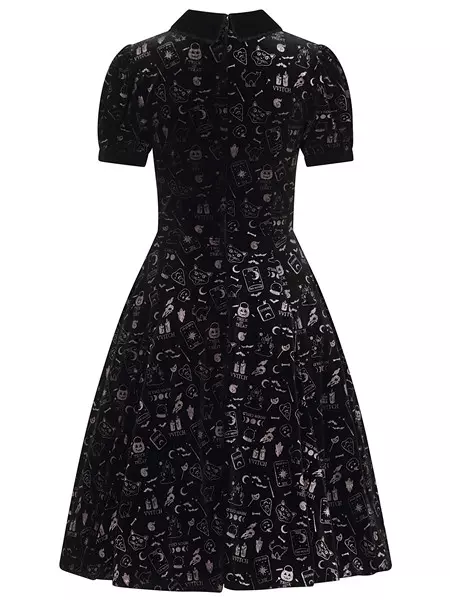Collectif Womenswear Peta Spooky Velvet Swing Dress 