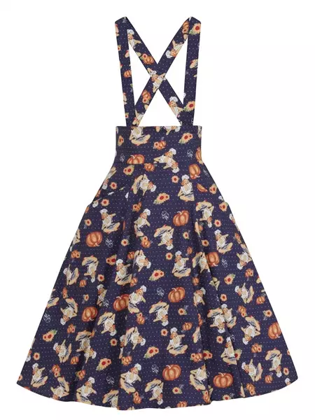 Collectif Womenswear Alexa Pumpkin Pinup Swing Skirt