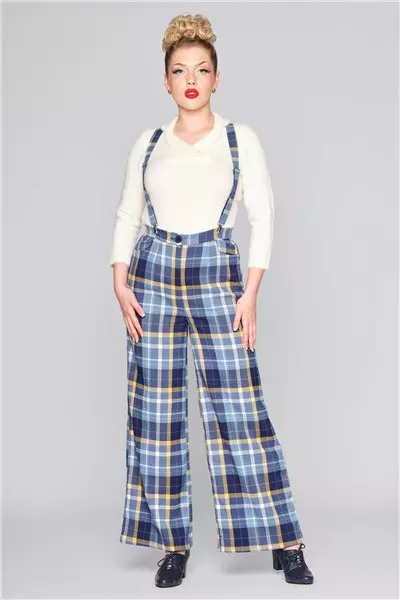 Collectif Womenswear Glinda Moonlight Check Trousers
