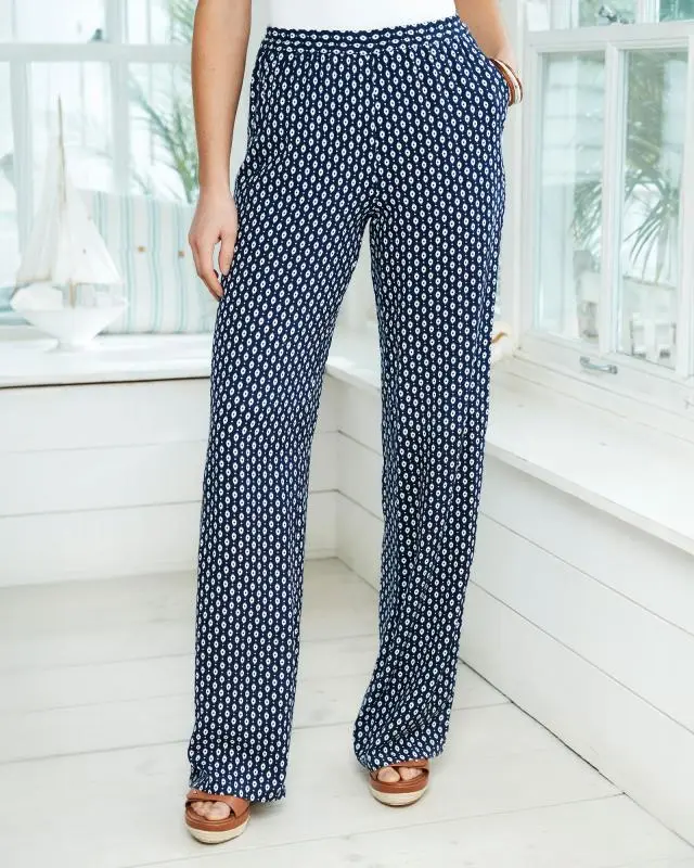 Cotton Traders Women's Printed Trousers in Blue, 100% Viscose