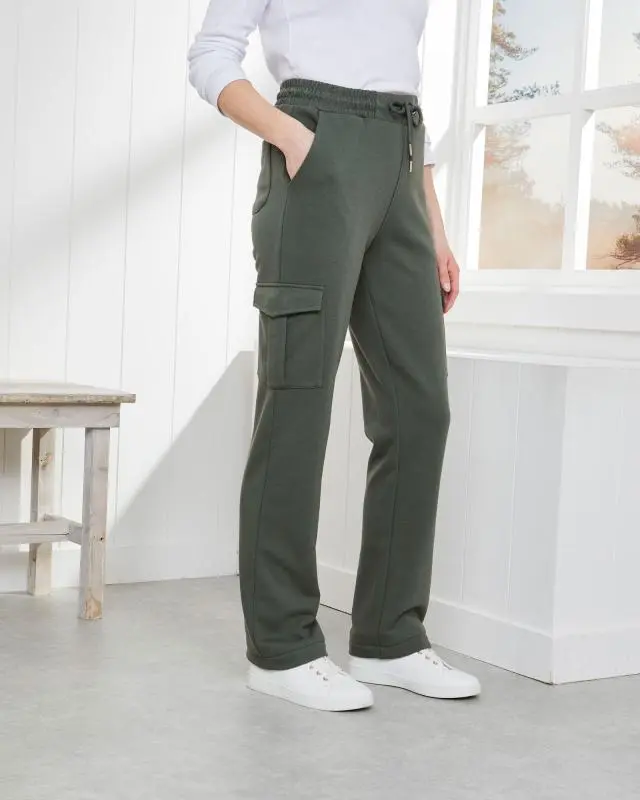 Cotton Traders Cargo Joggers in Green, Cotton/Polyester