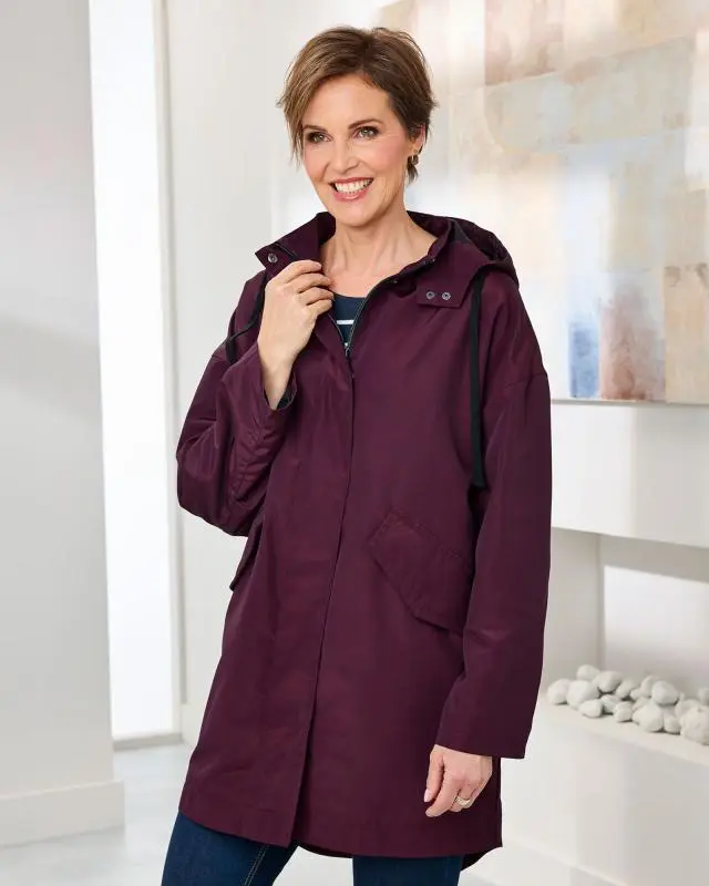 Cotton Traders Women's Showerproof Parka Jacket in Red, 100% Polyester