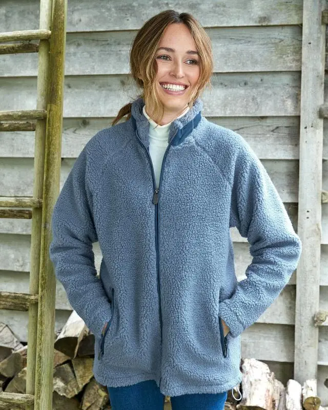 Cotton Traders Sherpa Fleece Jacket in Blue, 100% Polyester