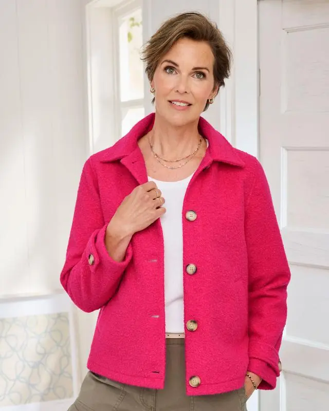 Cotton Traders Women's Short Wool-Look Jacket in Orange, 100% Polyester