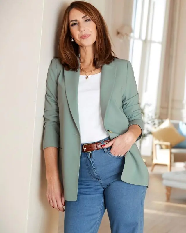 Cotton Traders Women's Soft Lined Blazer in Green, 100% Polyester