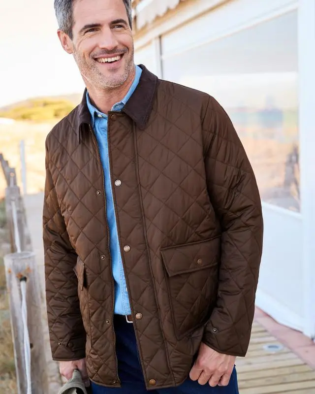 Cotton Traders Quilted Jacket in Brown, 100% Polyester