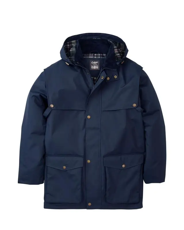 Cotton Traders Windermere Waterproof 32" Jacket in Blue, 100% Polyester