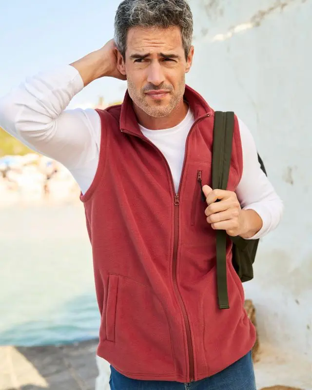 Cotton Traders Fleece Gilet in Orange, 100% Polyester