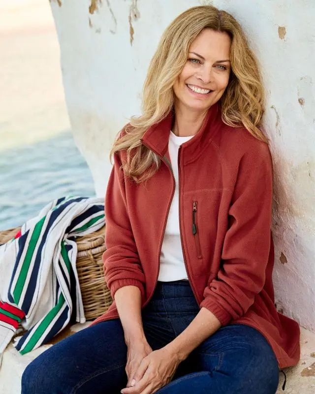 Cotton Traders Fleece Zip Through Jacket in Orange, 100% Polyester