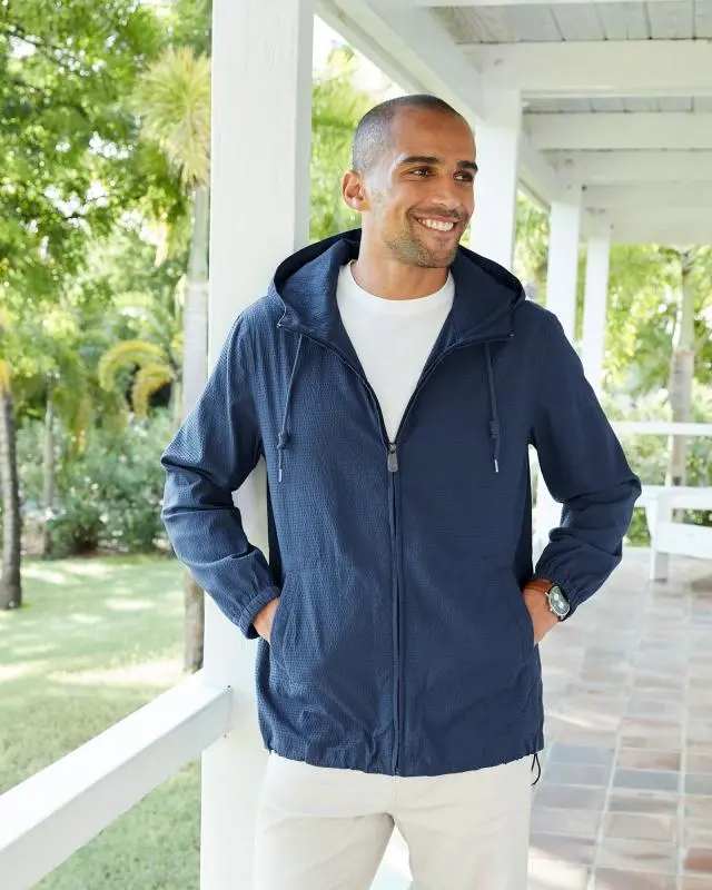 Cotton Traders Seersucker Jacket in Admiral, Cotton/Polyester