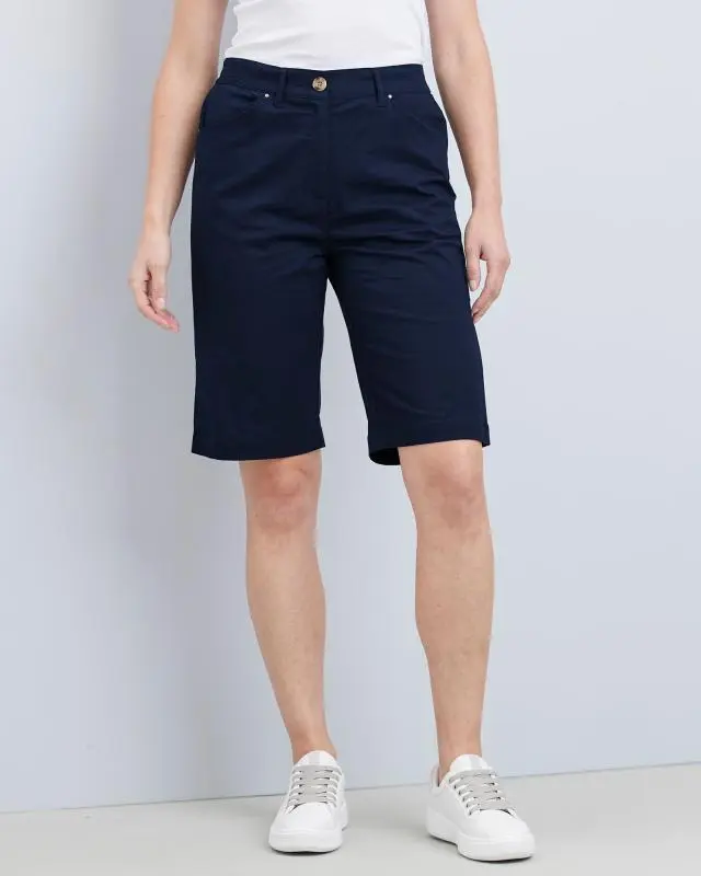 Cotton Traders Women's Classic Chino Shorts in Blue, Cotton/Elastane
