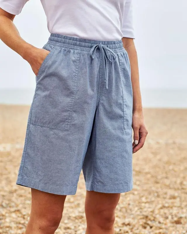 Cotton Traders Cotton Pull-On Shorts in Blue, 100% Cotton