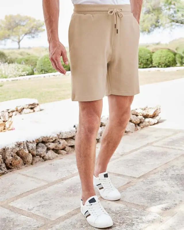 Cotton Traders Piqué Pull-On Shorts in Beige, 100% Cotton