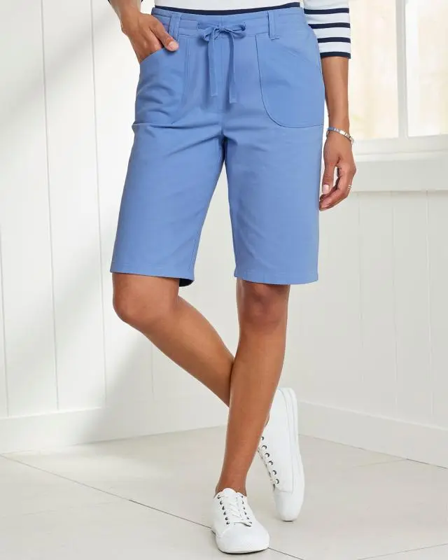 Cotton Traders Women's Wrinkle Free Pull-On Shorts in Purple, 100% Cotton