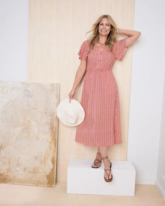 Cotton Traders Women's Printed Maxi Dress in Orange, 100% Viscose