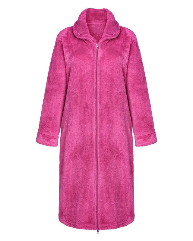 Cotton Traders Women's Fluffy Dressing Gown in Pink, 100% Polyester