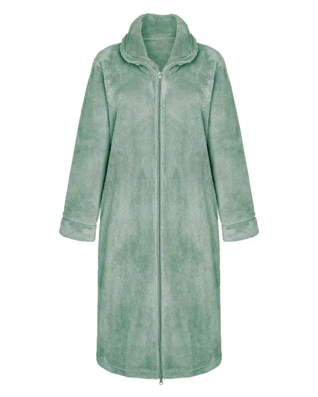 Cotton Traders Women's Fluffy Dressing Gown in Green, 100% Polyester