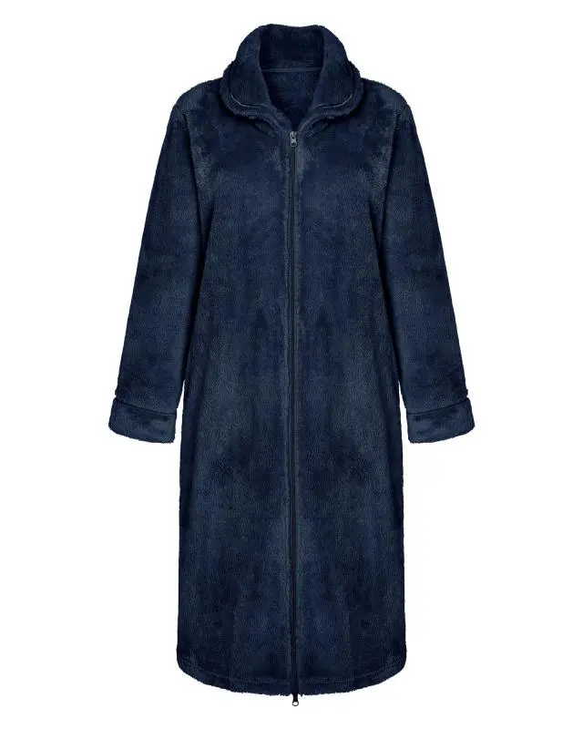 Cotton Traders Women's Fluffy Dressing Gown in Black, 100% Polyester