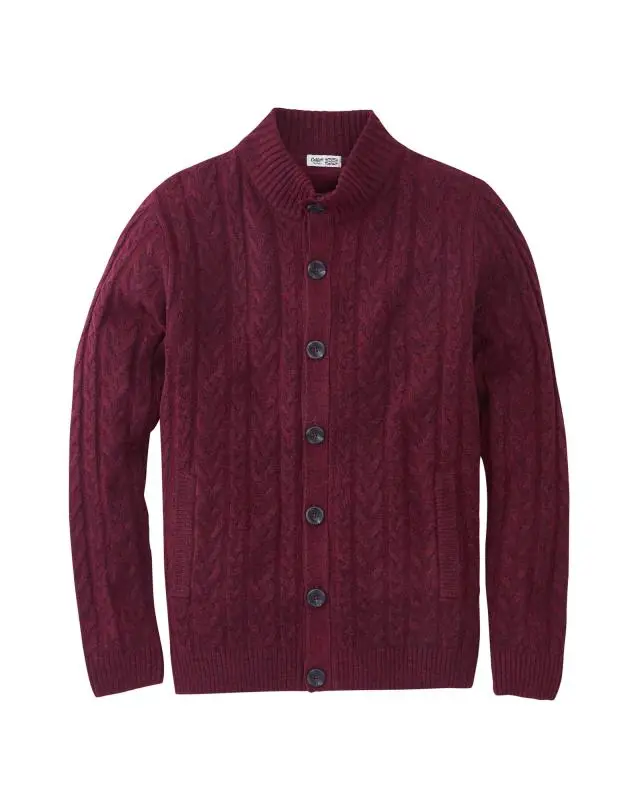 Cotton Traders Cable Knit Button Through Cardigan in Red, Polyamide/Polyester/Acrylic