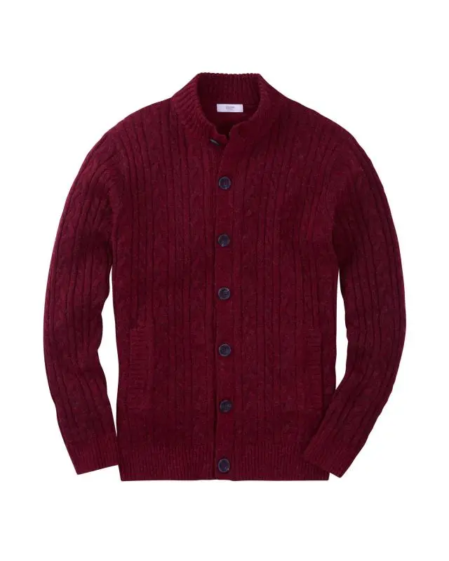 Cotton Traders Cable Knit Button Through Cardigan in Red, Polyamide/Polyester/Acrylic