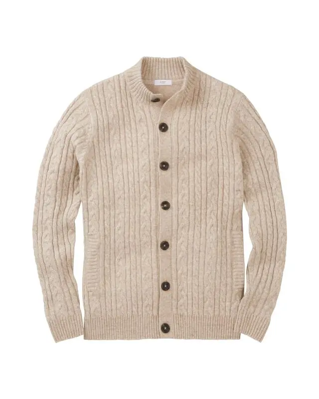 Cotton Traders Cable Knit Button Through Cardigan in Brown, Polyamide/Polyester/Acrylic