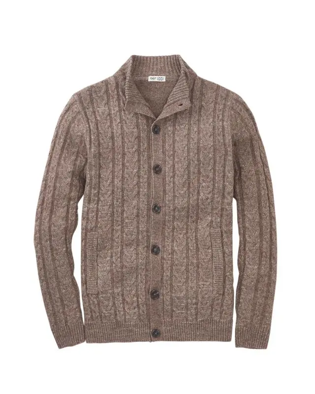 Cotton Traders Cable Knit Button Through Cardigan in Brown, Polyamide/Polyester/Acrylic