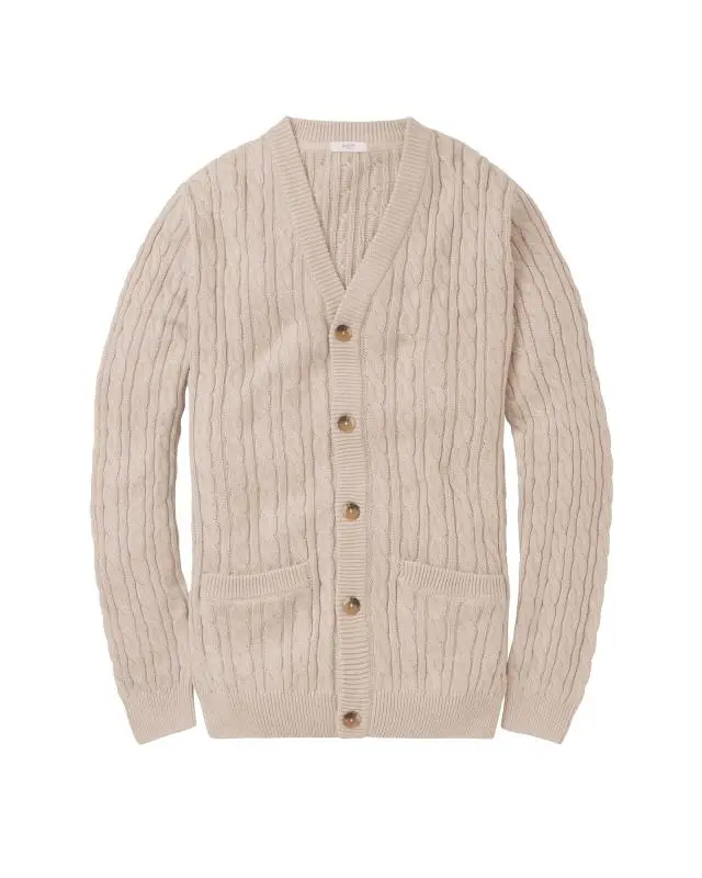 Cotton Traders Cotton Cable Button Through Cardigan in Grey, 100% Cotton