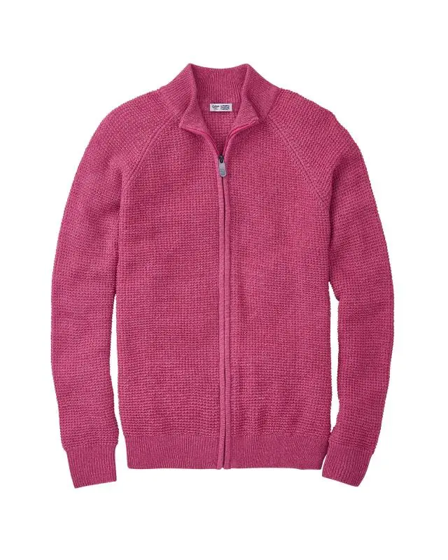 Cotton Traders Textured Knit Zip-Through Cardigan in Pink, Cotton/Acrylic