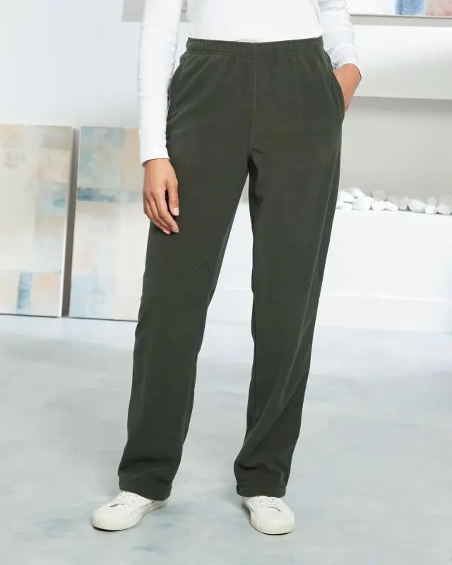 Cotton Traders Recycled Microfleece Trousers in Green, Polyester