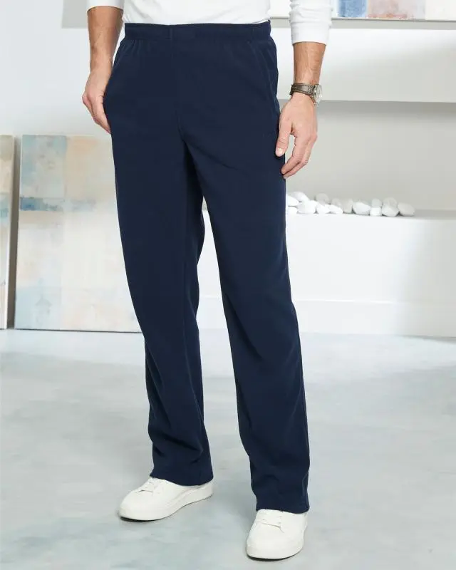 Cotton Traders Recycled Microfleece Trousers in Blue, Polyester