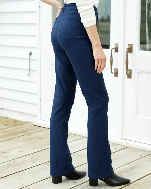 Cotton Traders Women's Super Stretchy Bootcut Trousers in Blue, Polyamide/Viscose/Elastane