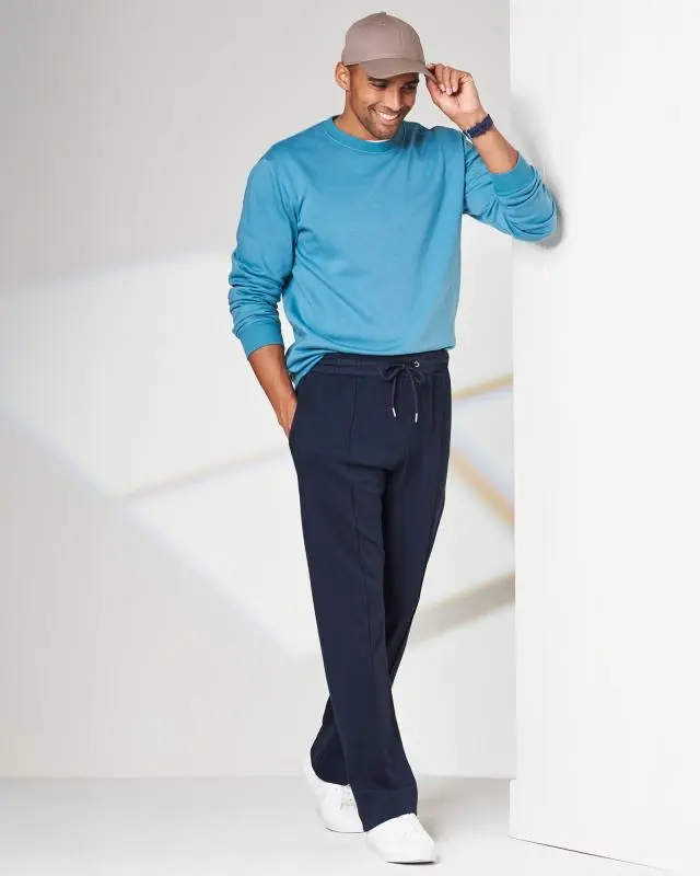 Cotton Traders Pintuck Joggers in Blue, Viscose/Polyester/Elastane