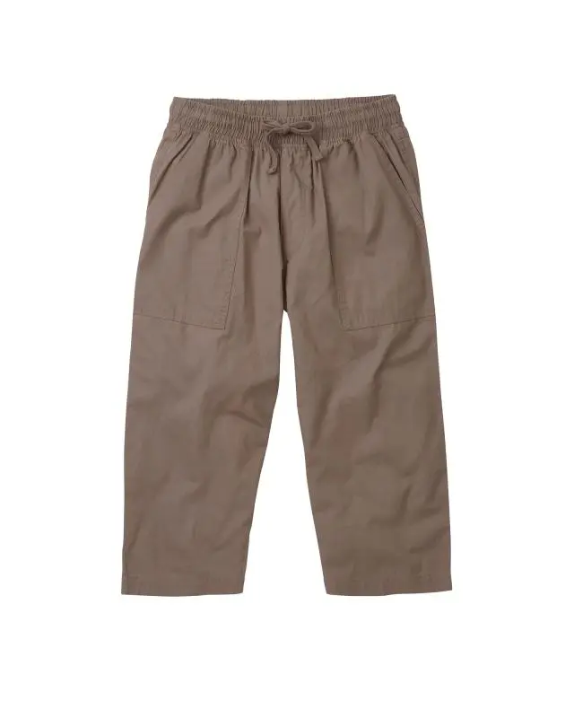 Cotton Traders Cotton Pull-On Cropped  Trousers in Brown, 100% Cotton