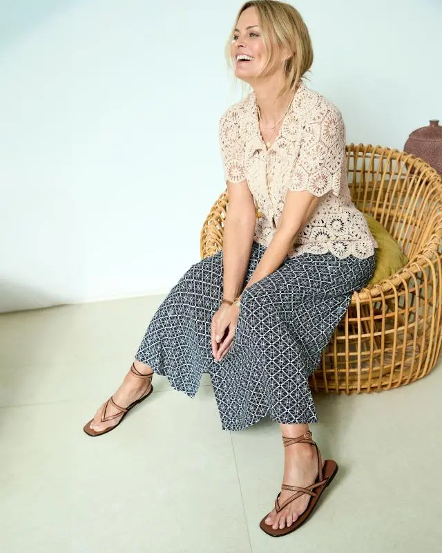 Cotton Traders Women's Mock Button Pull-On Skirt in Navy, 100% Viscose