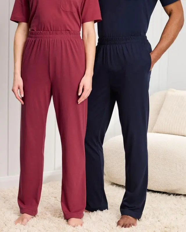 Cotton Traders 2 Pack Jersey PJ Bottoms in Pink, Cotton/Polyester
