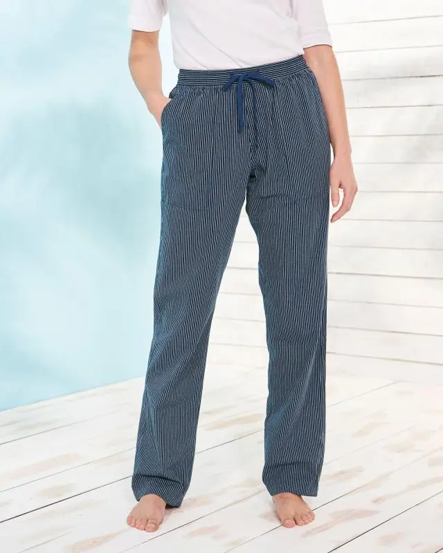 Cotton Traders Cotton Pull-On Trousers in Navy, 100% Cotton