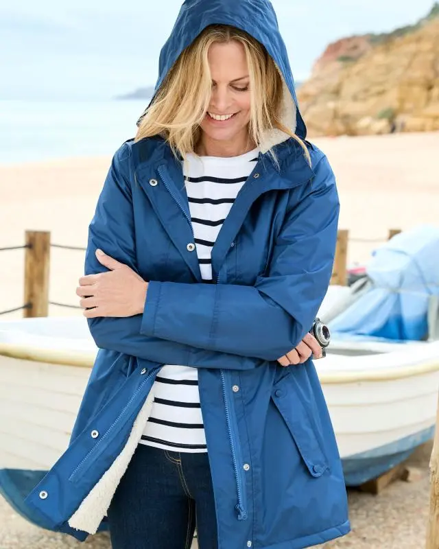 Cotton Traders Women's Waterproof Parka in Blue, Polyester