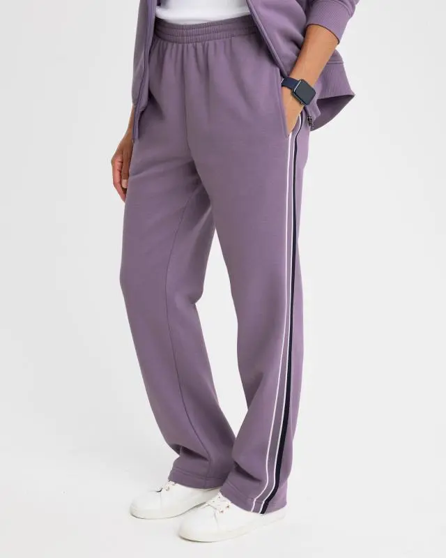 Cotton Traders Side Detail Jog Pants in Purple, Cotton/Polyester