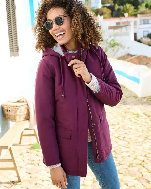 Cotton Traders Women's Showerproof Padded Jacket in Red, 100% Polyester
