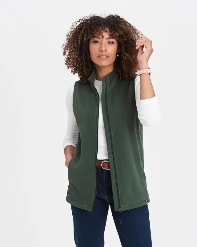 Cotton Traders Recycled Microfleece Gilet in Green, 100% Polyester